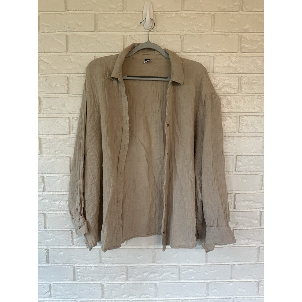 Old Navy Women's Boyfriend Style Oatmeal XL‎ Granola Girl Long Sleeve